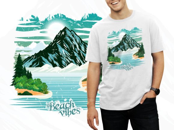 Beach Vibes Outdoor T Shirt Illustration: Graphics & Print Templates