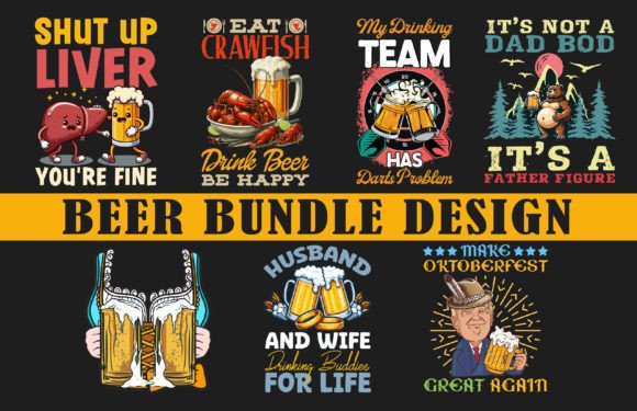 BEER T-SHIRT BUNDLE DESIGN: Graphics & Print Templates