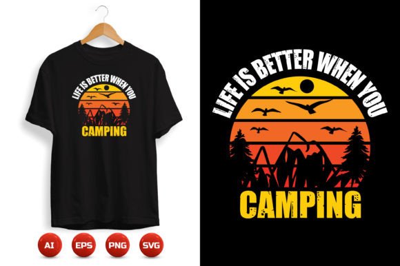 Camping T-shirt Design 7: Graphics & Print Templates