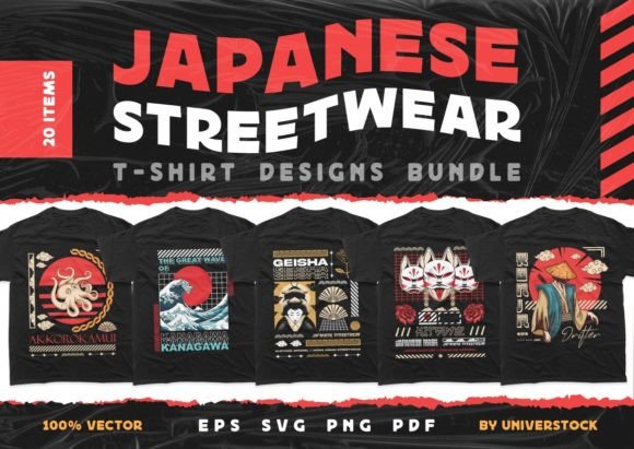 Japanese Streetwear T-shirt Designs: Graphics & Print Templates