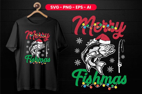 Merry Fishmas Christmas Graphics & Print Templates