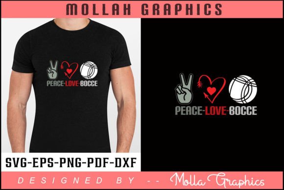 PEACE LOVE BOCCE TYPOGRAPHY T SHIRT: Graphics for Print Templates