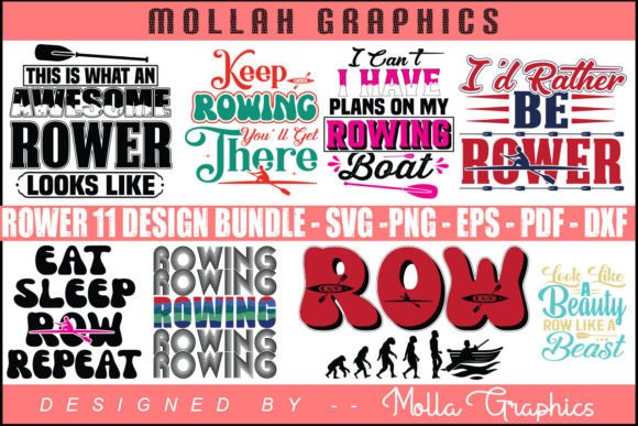 ROWING DESIGN BUNDEL Typography T Shirt Graphics and Print Templates