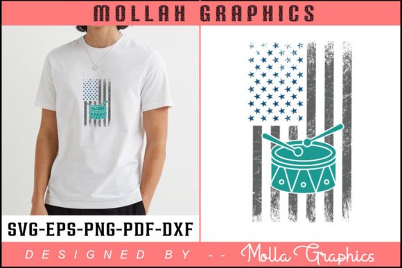 USA FLAG with DRUMLINE VECTOR T Shirt